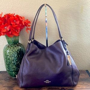 Coach Edie 31 Refined Plum Pebble Leather Hobo